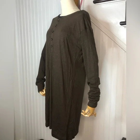RALPH LAUREN Brown Long Sleeve Henley Dress Size XL NWT with flaw